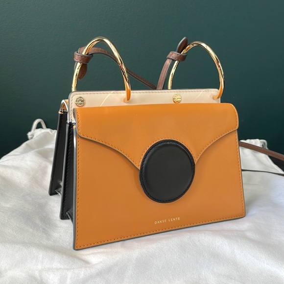 danse lente Handbags - Danse Lente Mini Phoebe Accordion Leather Bag. Black and Yellow.